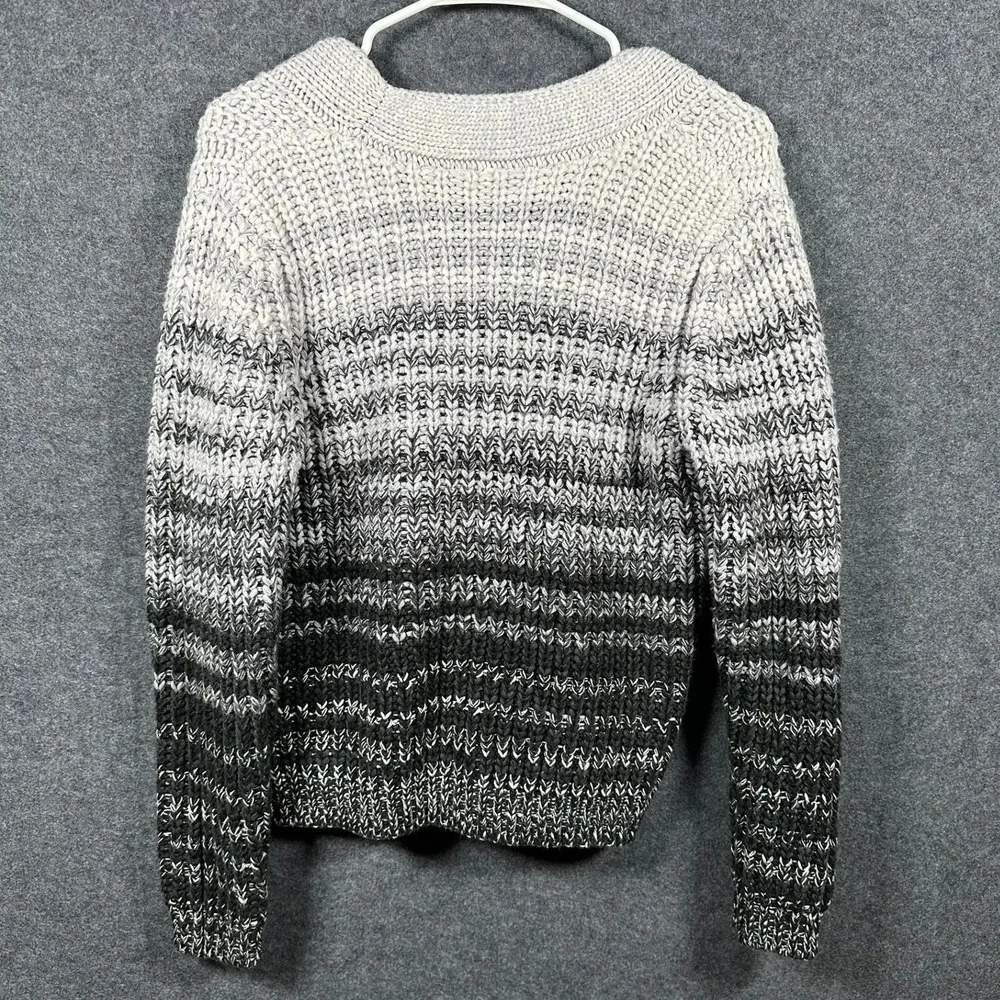 525‎ Womens Grey Ombre Shaker Knit Button Front Cardigan Sweater Small